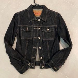 Guess authentic original Jeans women small vintage denim black jacket 100 cotton